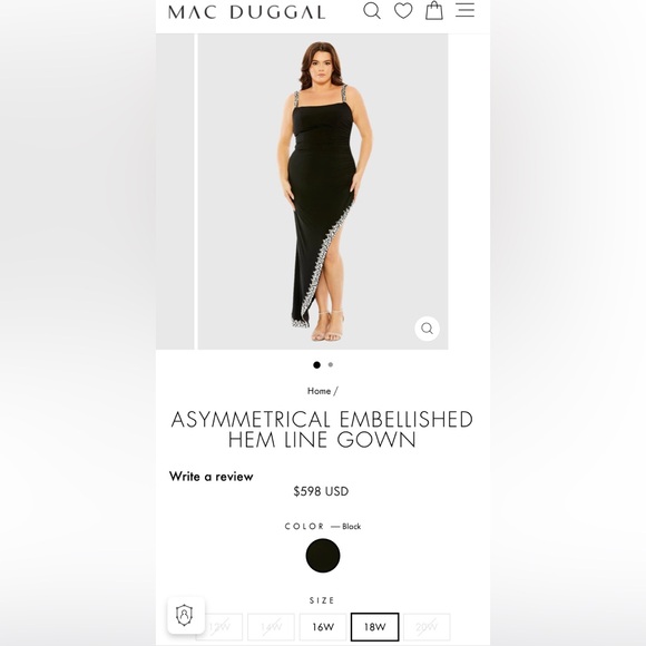 Mac Duggal Asymmetrical Embellished Hem Line Gown - Picture 1 of 4